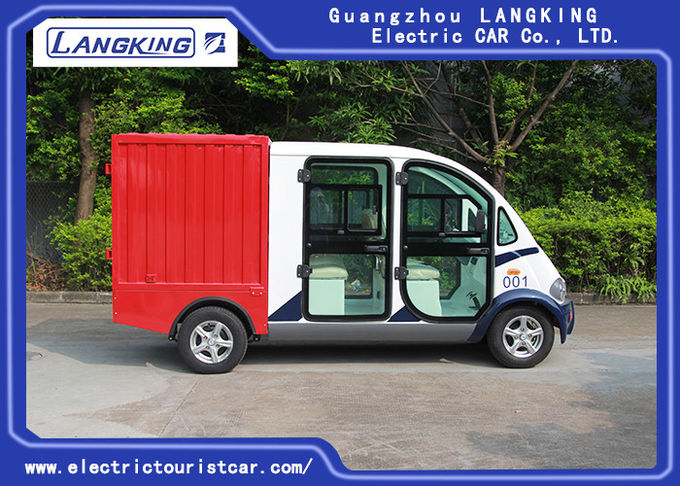 4/5 dimension électrique d'Electric Cargo Van With Customized de conteneur de boîte de cargaison de fer de voiture de patrouille de sièges 0